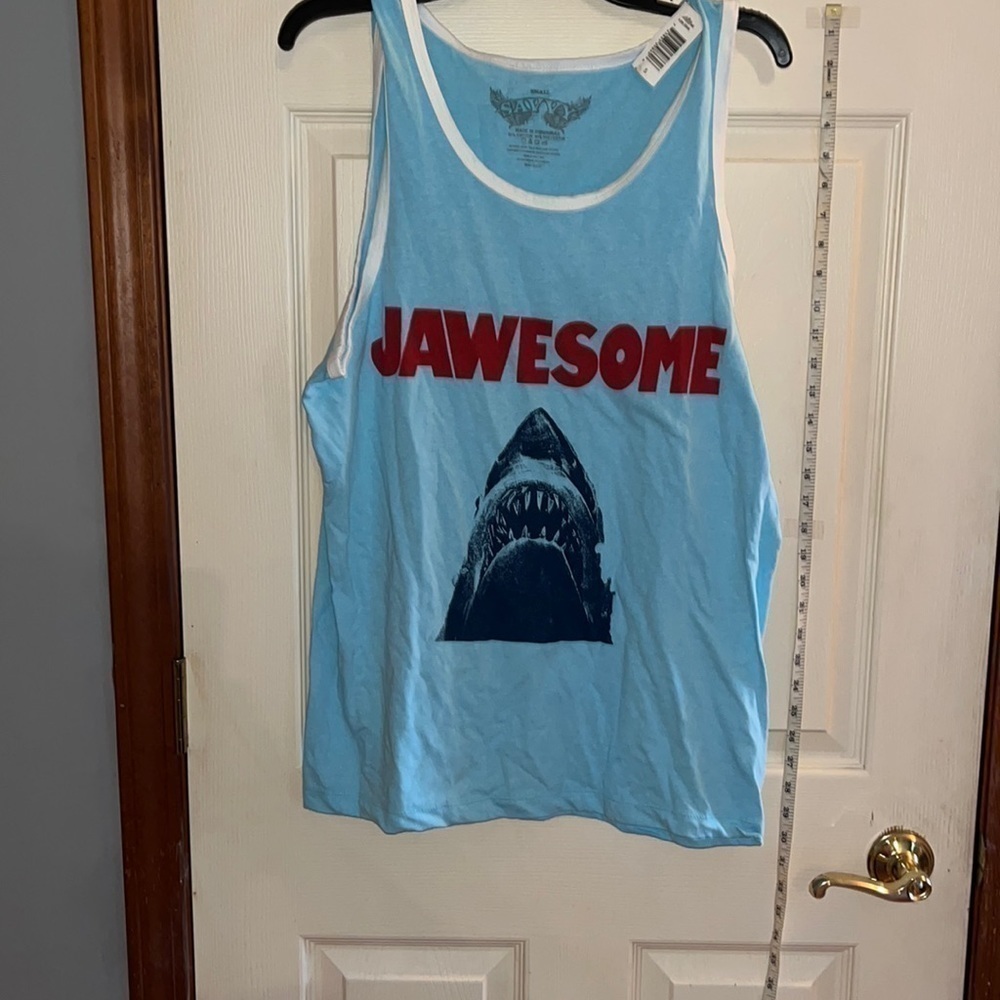 NWT- light blue, Savvy, Jawesome tank top. Size small 50% cotton, 50% polyester.